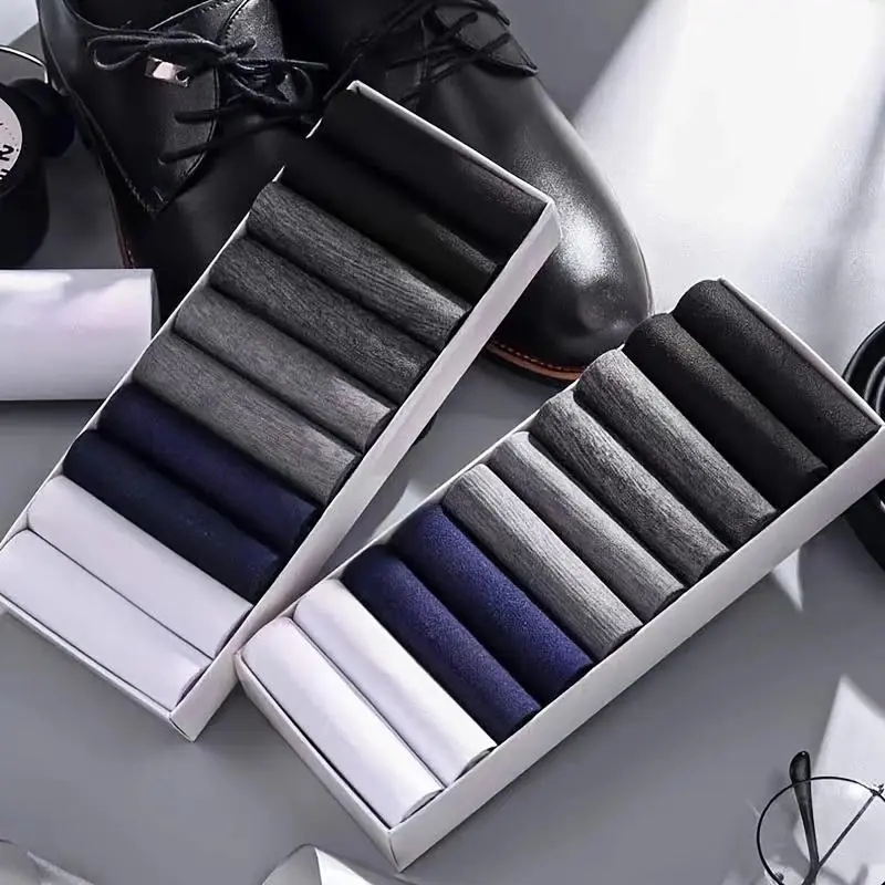 Men's 5 Pairs Summer Ice Silk Crew Socks Breathable Moisture Wicking Anti Odor Business Casual Sports Socks Stockings for Comfort
