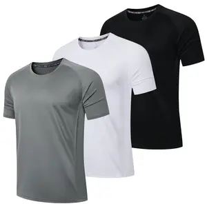 1peice Men's Solid Color Short Sleeve Sports Tee, Breathable Sweat Absorbing Quick Drying T-shirt for Outdoor Workout Running Cycling, Casual Sportswear for Men, Activewear