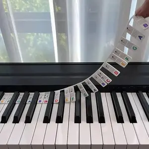 61 Key Full Size Reusable Silicone Note Label Design, 1 Set Removable Piano Keyboard Note Labels for Learning, Piano Notes Guide for Beginner, Letter Stickers