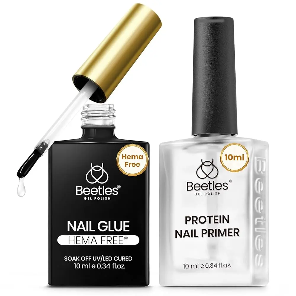 2Pcs 10ml HEMA-Free Portble Nail Glue + Nail Prime