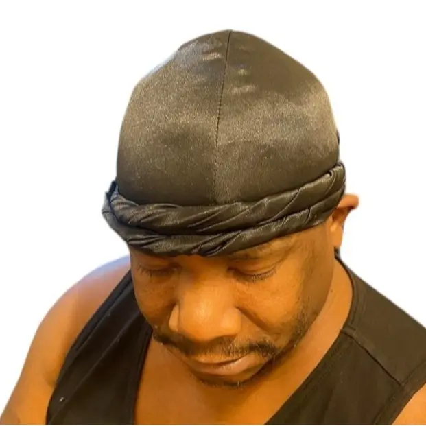 Turban Durag with Satin Lining, Headwrap for Everyday Use Protects Hair, Braids, and Most Styles, One Size fits Most, Two Strand Tie