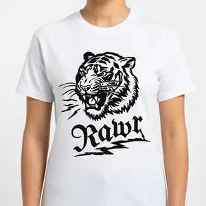 Vintage Roaring Tiger Graphic T-Shirt, Retro Wild Animal Short Sleeve Apparel, Old School Tattoo Style Graphic Tee, Aesthetic 90s Grunge & Traditional Art Gift Fashion Top, Viral Trendy Streetwear Tiger Illustration Statement Crew Neck