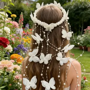 Elegant Pearl Butterfly Hairband, Rapunzel Crown for Brides, Handmade Wedding Accessory, Essential Bridal Party Headpiece, Girl Gift Idea