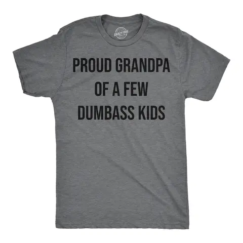 CRAZY DOG T-SHIRTS Men's Casual Soft Stylish Print T-Shirt - Proud Grandpa of Dumbass Kids Sarcastic Family Novelty Short Sleeve Vintage Graphic Top, Dark Grey