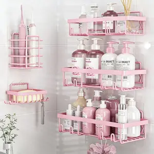 No Drilling Wall Mounted Bathroom Shelf, Shower Caddy Organizer, Multifunctional Storage Rack for Toilet Vanity Shower Room