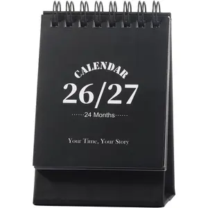 Desk Calendar 2026-2027, 2  Calendar Runs from Jan. 2026 until Dec 2027, Table Monthly Planner with Stickers for ,Office,School Organization(Black,3" x 4.8")