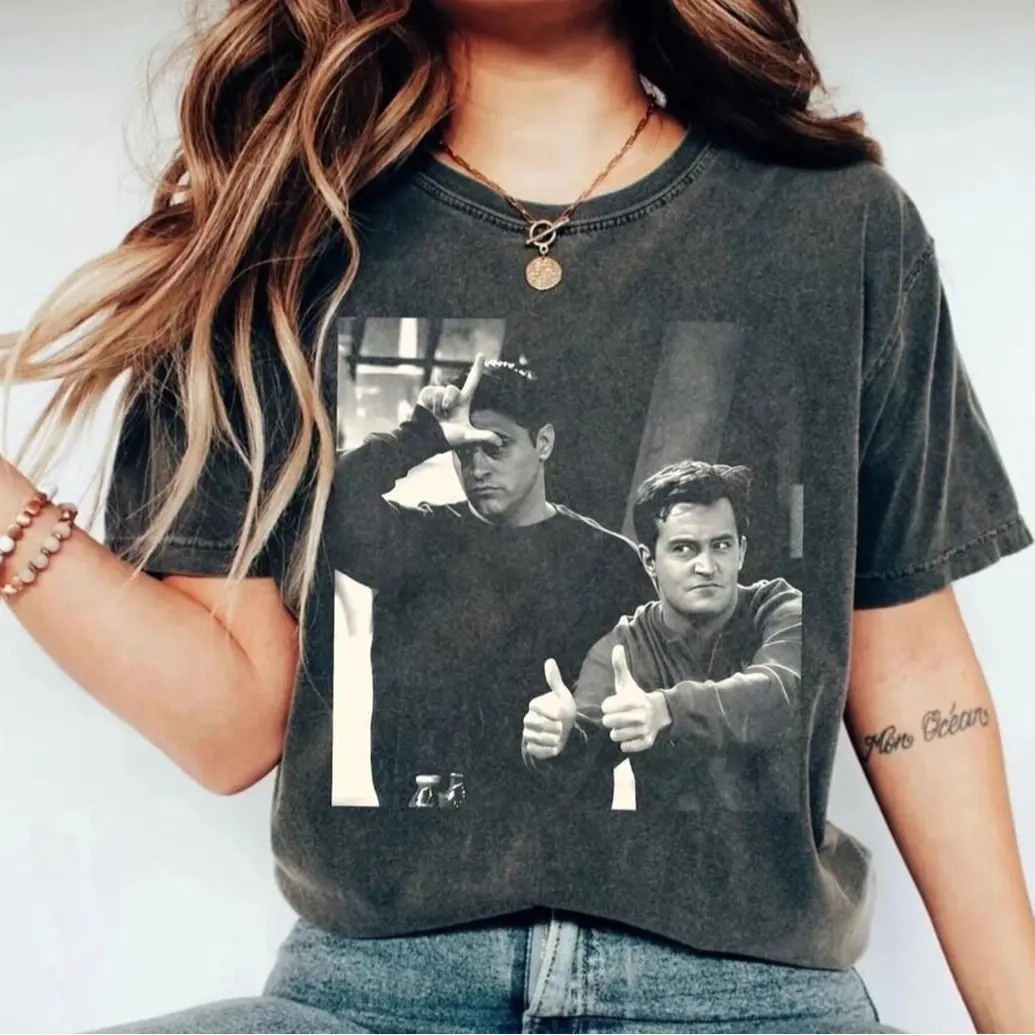 Comfort Colors Chandler and Joey Shirt, Friends Shirt, Matthew Perry Shirt, Friends Gifts, Cute Y2K Friends Fan Tee