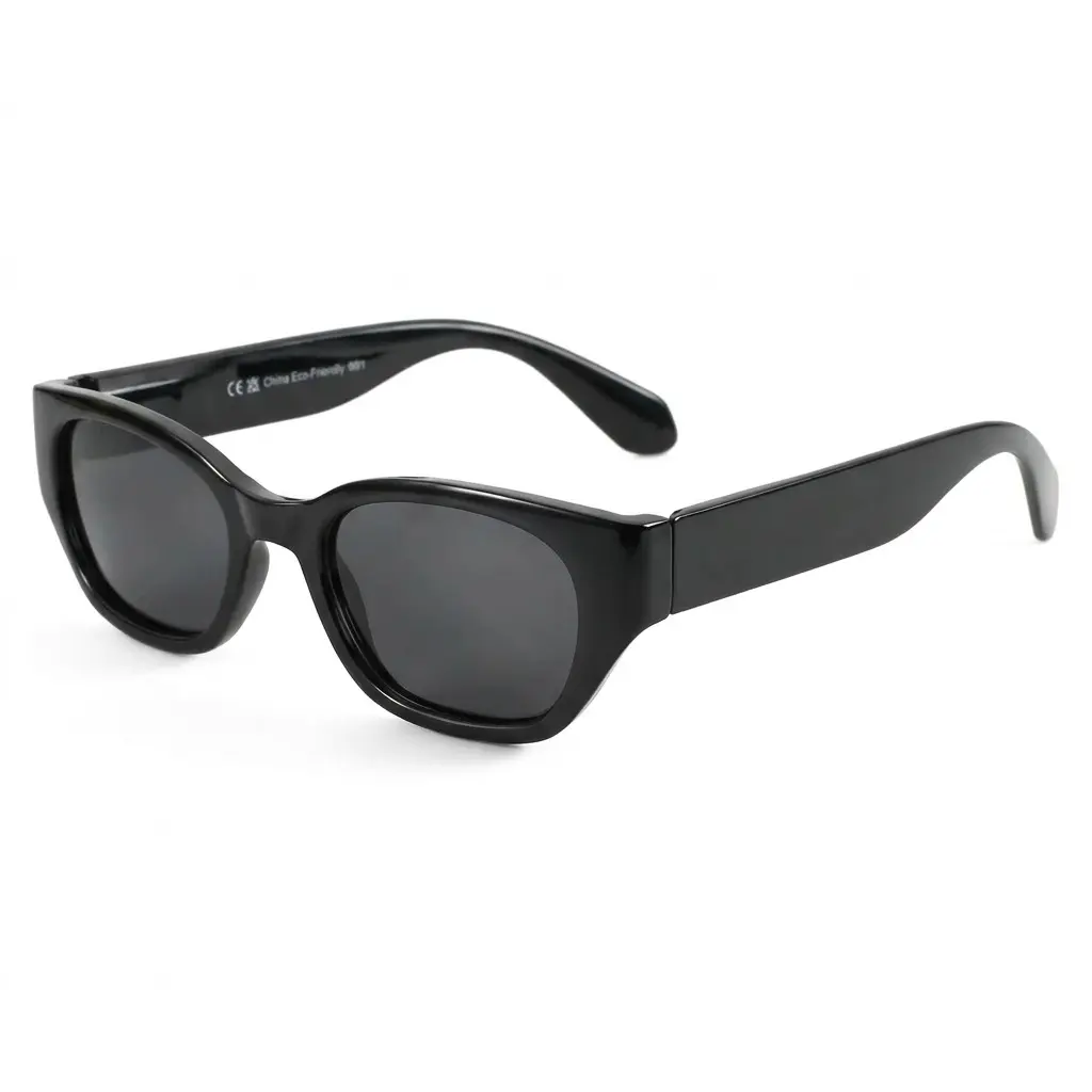 ZENOTTIC All-Black Cat Eye Sunglasses for Women, Retro Narrow Plastic Frame with Polarized Lenses and UV400 Protection for Small Faces, Eyewear-Safe Women's Sunglasses, Dark Women's Sunglasses