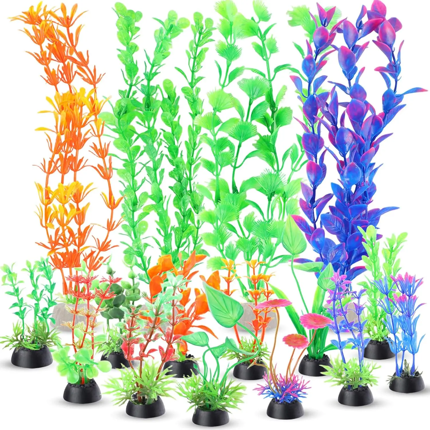 Aquarium  16P, Plastic Fish  , Different Types Artificial Decor Aquarium Artificial Plastic , Turtle Goldfish Betta Fish  Decor Set, Fish Decor for  (Colorful)