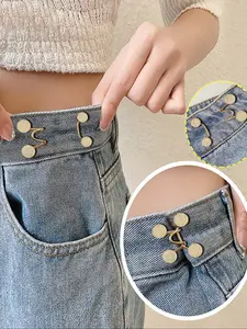 Adjustable Waist Belt Buckle Safety Pin for Pants Skirts Jeans, High-Quality Metal Anti-Exposure Pin Fashion Accessory for Men & Women, Adjustable Clips