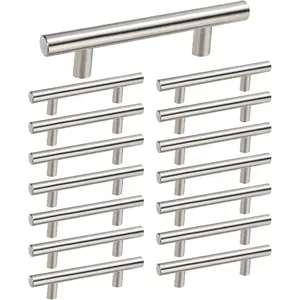 15 Pack Brushed Nickel Cabinet Pulls 3 Inch Handles Stainless Steel Cabinet Hardware for Kitchen and Bathroom Cabinets, 5 Inch Overall Drawer Pull