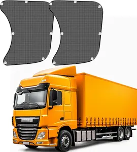 2PCS Semi Truck Side Window Sun Shade for Freightliner Volvo VNL International Trucks RV UV Protection Mesh Design Easy Installation Black Automotive Sunshade Cover Net