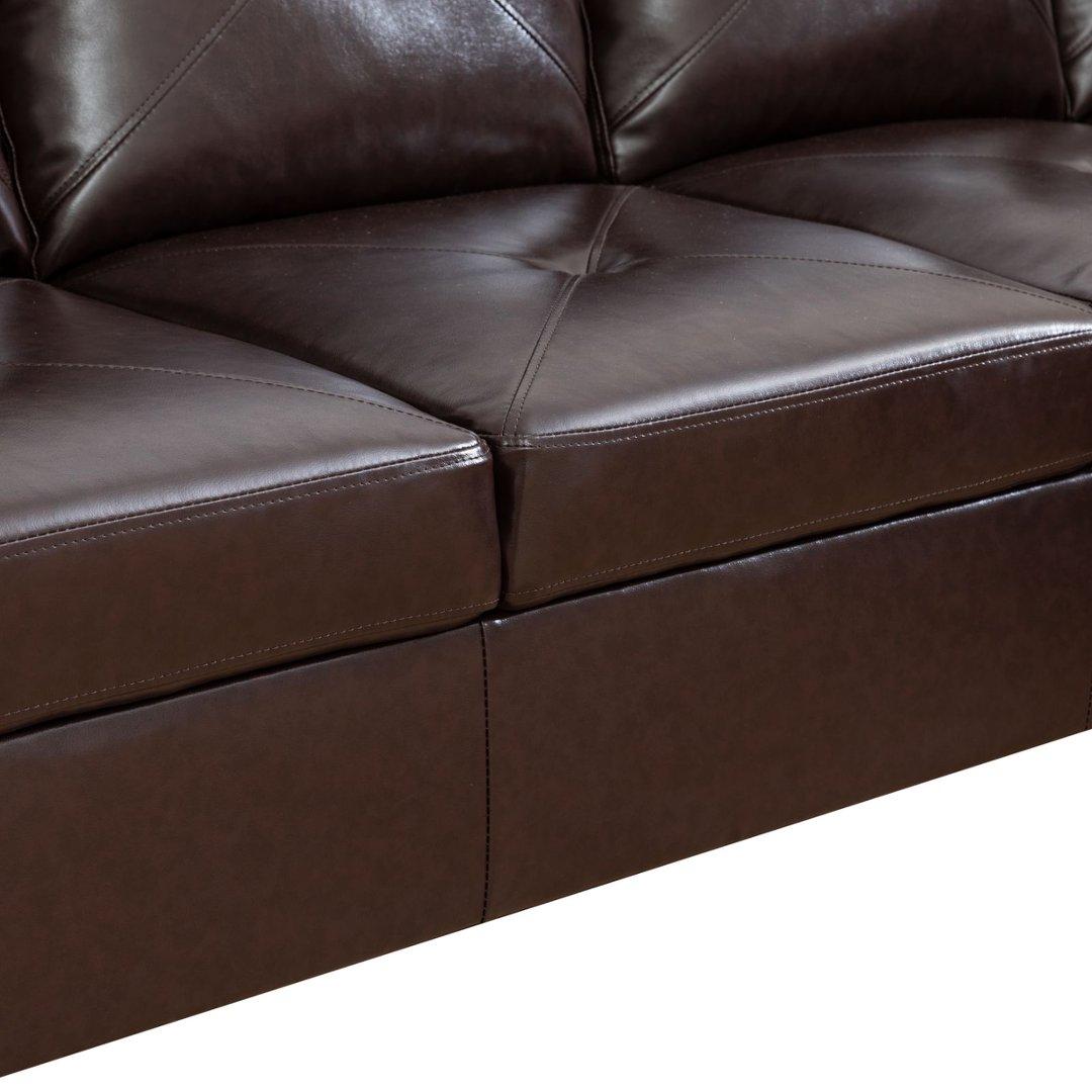 Brown Faux Leather 3-Piece Couch Living Room Sofa Set