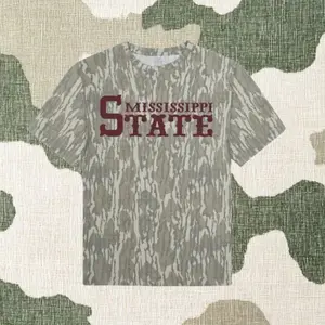 Mississippi State Camo Graphic T-Shirt – Vintage College Fan Tee Lightweight Casual Streetwear Athletic Crew Neck Shirt