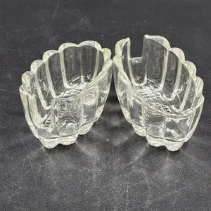 2 Princess House 438 Crystal Utensil Holders Buffet Server Spoon Fork Rests
