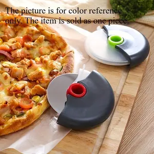 1pc Stainless Steel Pizza Cutter with Safety Lid - Versatile Slicer for Pizza, Cake, Pie, and Bread - Durable Kitchen Gadget for Cooking, Dining, and Barbecue - Uncharged, No Battery Required - Kitchen Cooking Accessories