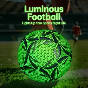 Professional Size 5 Glow in The Dark Football, Green or Multi-color Neon Fluorescent Soccer Ball with Net Bag & Pump Needle, Durable PU Material for Match Training, Kids Boys Girls Teenagers Adults School PE, Night Game Play