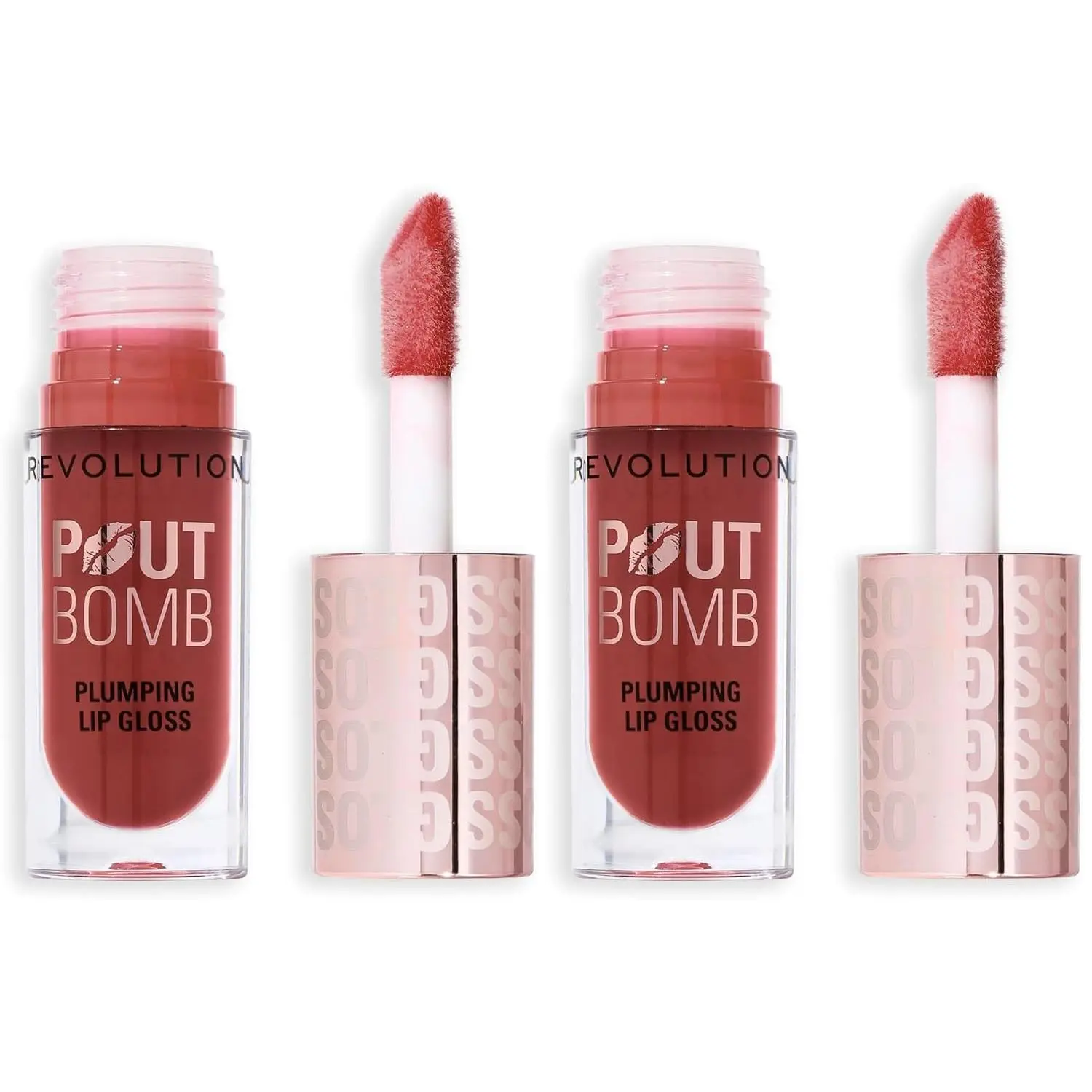Revolution, Pout Bomb Plumping Lip Gloss, Buildable, High Shine for Hydrating, Plumping Finish, Buildable Color, Vegan & Cruelty-Free, Glaze Clear, 0.15 fl oz