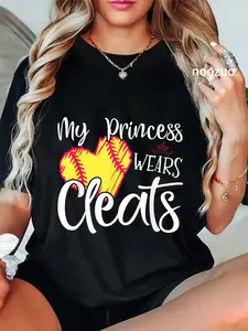 100% Cotton My Princess Wears Cleats - Softball Mom Dad Baseball Player T-Shirt