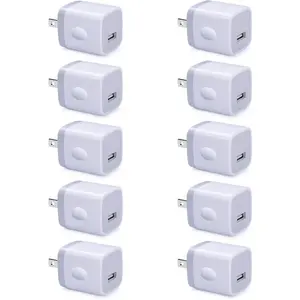 USB Wall Plug 10 Pack,  1A 5V Single Port Wall Charger Power Adapter Cube Block Box for  SE 14 Plus 13 12 Pro Xs XR X,  Galaxy A13 S22 S21FE A21 A71 A51 A31 S10e S9 S8, Pixel 6