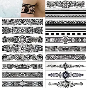 GLARYYEARS Arm Band Temporary Tattoo - 18 Pack Super Long size, Realistic & Boho Polynesian Maori Style Fake Tattoos, ArmBand Tattoos for Wrist, Ankle Circle, Floral, Tribal and Totem