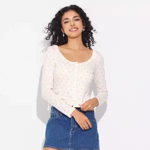 Women's Pointelle Scoop Neck Cardigan Sweater - Wild Fable Cream Floral S