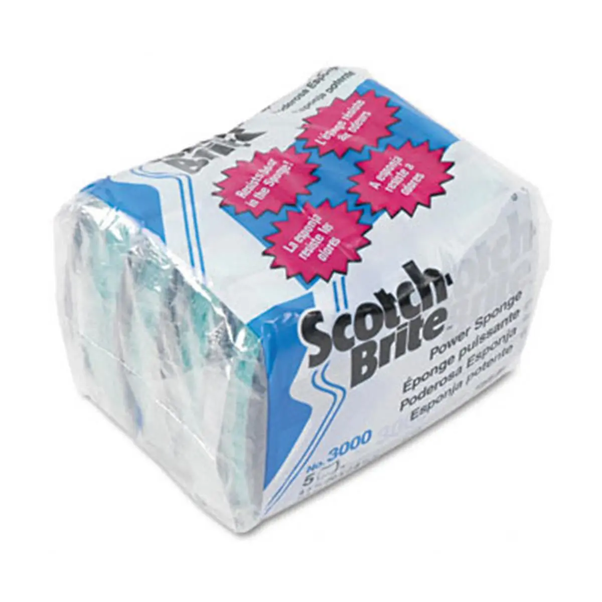 Scotch-Brite Multifunctional Dual Sided Power Sponge Scouring Pad, Sanitary Safe Reptile & Amphibian Cleaning Tool, Teal, 2 7/8 x 4 1/2 in, 5-Pack for Surface Clean of Sinks, Pans