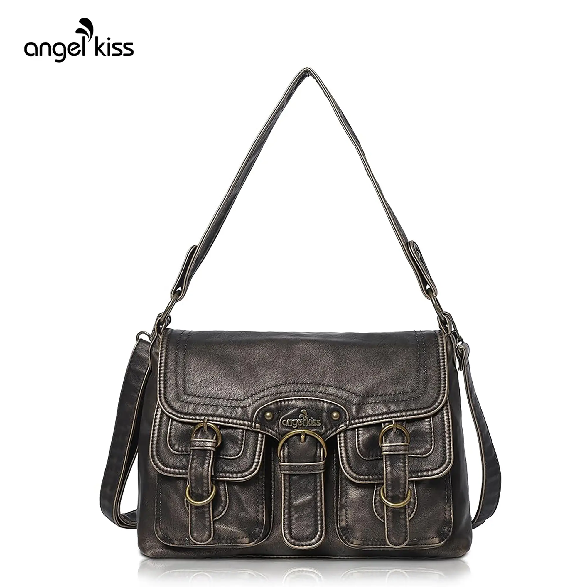 Angel Kiss Vegan Leather Women's Handbag Shoulder Purse - Trendy Crossbody Bag with Adjustable Strap, Detachable Strap, Classic Flap Shoulder Tote, Elegant Bag, Purses, Angel Kiss Bag summerwins,