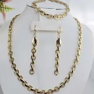 3 pieces  earrings, necklacet 18 inches  and bracelet 7.5 inches 18 k Gold laminated
