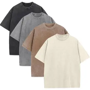 4 Pcs Mens Oversized T Shirts Acid Wash Loose Fit Vintage Washed Tee Shirt Short Sleeve Streetwear Casual T-Shirts