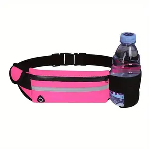 Compact Reflective Trail Running Waist Bag with Waterproof Phone Pocket and Water Bottle Holder, Durable Polyester Material for Fitness, Unisex Outdoor Gear for Cycling and Hiking