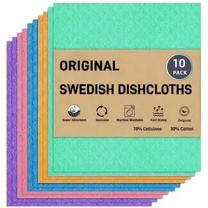 Swedish Dishcloths for Kitchen | 8 Pack Geometric Washable Dish Rags | Cellulose Reusable Cleaning Paper Towels | Absorbent Counter Dish Cloth Sponge Kitchen Wipes