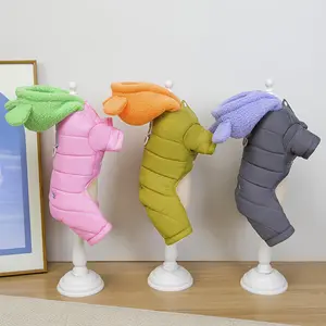 All-in-One Heavy-Duty Winter Dog & Cat Costume - Thickened Four-Legged Snowsuit with Snap Fasteners, Soft Pastel Colors (Pink, Green, Orange, Grey, Blue, Purple, Black, White, Beige) - Machine Washable Jacket & Leg Warmers for Small Dogs & Cats - Ideal f