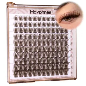 Brown Lash Clusters Dark Brown Eyelash Extensions Natural Lash Extensions Fairy Cluster Eyelash Extensions Wispy D-Curly Individual Eyelashes Clusters 10-18MM 120Pcs Soft Cluster Lashes