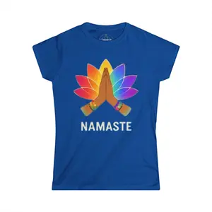 Namaste Praying Hands Lotus Tee Yoga Meditation Shirt for Women 100% Ringspun Cotton Lightweight Breathable Semi-Fitted Cut Workout Pilates