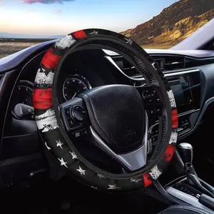 【New products】America Flag Car Steering Wheel Cover for Women & Men, Fit 15in Car Accessory Cute Cozy Interior Decor for Cars, Trucks & SUVs, Easy To Install, Durable Material, Perfect Gift for Drivers