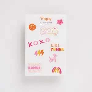 Preppy Sticker Sheet for Journal Planner Decor with XOXO Girl Power & Rainbow Designs High Quality Stickers