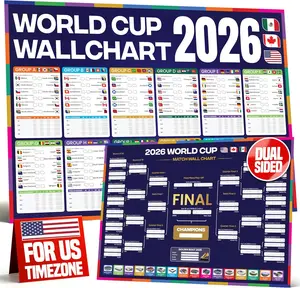 2026 World Soccer Tournament Bracket Poster A1 Size, Match Schedule Wall Chart with US Kickoff Times and Host Cities