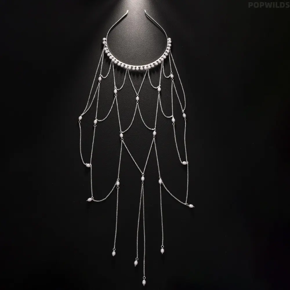 Women's Elegant Pearl Tassel Headband - Bead Tassel Headpieces, Minimalist High-End Niche Hair Accessory for Bridal Weddings, Bridal Headpiece, Female