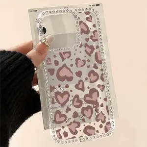 Heart-Shaped Leopard Print TPU Shockproof Transparent Phone Case, Protective Cellphone Accessory for iPhone 11,12,13,14,15,16,16 Pro Max,17,17 Pro - Phone Accessories for Device Protection
