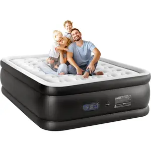 Queen Air Mattress - 18" Inflatable Blow Up Airbed with Built-in High Capacity Pump, Double Height, Non-Slip Bottom Design, Weight Capacity 660 lbs Air Bed for Home or Camping