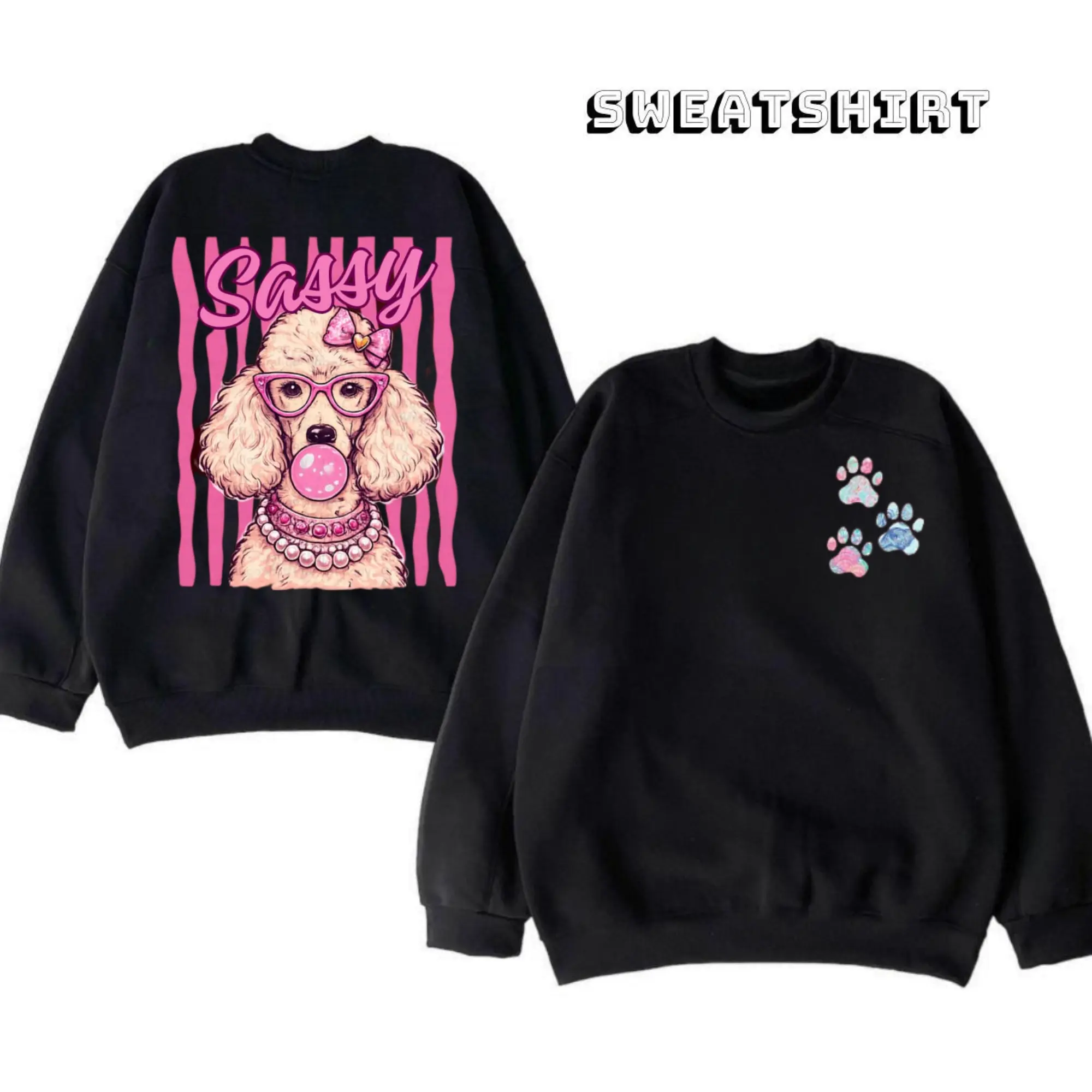 Sassy Poodle Bubble Gum Shirt, Cute Pink Poodle Graphic Tee, Coquette Dog Lover T-Shirt Hoodie Sweatshirt, Girly Puppy Shirt, Dog Mom Gift, Pink Aesthetic Apparel