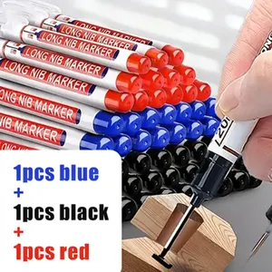 Durable Long-Head Marker Pen, Quick-Dry Ink, Metal Body, Ergonomic Grip, Ideal for Woodworking, Tile Work, Construction, DIY Projects