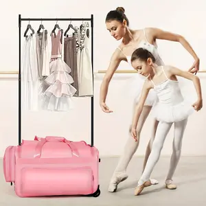 Hot selling styles NatureHavenShop Dance Bag With Garment Rack, Rolling Dance Garment Bags For Dancers, Duffle Bag With Rack And Wheels For Dance Competition, Travel, Modern, Lightweight, Collapsible