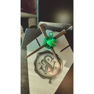 Iron Coffin Nail Necklace cross with Green Aventurine