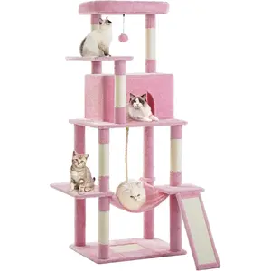 ABCPET Cat Tree Tower 63in Multi-Level Cat Tower for Indoor Cats with Sisal Scratching Posts, Condo, Hammock, Dangling Ball and Extended Platform for Cats to Play