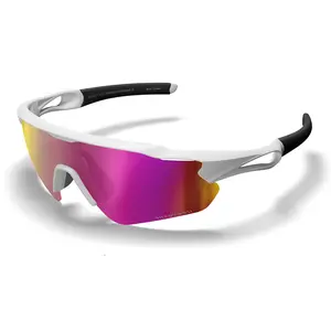 LUMYX Sports Half Frame TR90 Hydrophobic Wraparound Hot Pink Mirrored AR Anti-Glare Lens Sunglasses