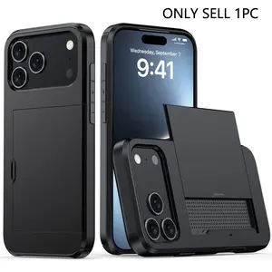 Sliding Card Slot 2-in-1 Shockproof Wallet Case for iPhone 17 Pro Max 17 Pro 17 Air 17 16 Pro Max 16 Pro 16 15 Pro Max 15 Pro 15 Minimalist Premium Phone Cover