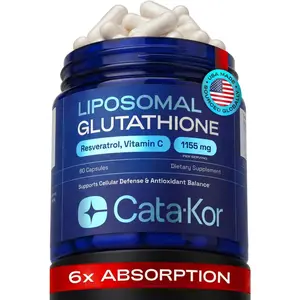 Cata-Kor Liposomal Glutathione 1000mg – Ultra High Absorption with Resveratrol, Vitamin C, Selenium & Vitamin B2 – Antioxidant Support for Immune Support & Healthy Aging – (60 Count (Pack of 1))