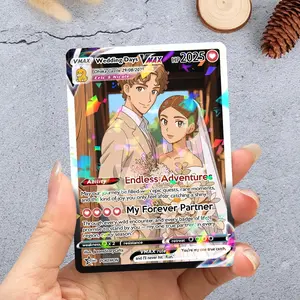 Personalized Poke Anniversary Card, Personalized Anniversary Gifts, Custom Photo Anime Gift for Couple, Wedding Gift, Family Gift